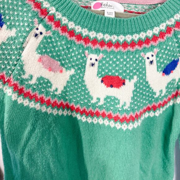 Boden Kids Llama Fair Isle Sweater 9-10 Cotton Wool Blend - Picture 3 of 5
